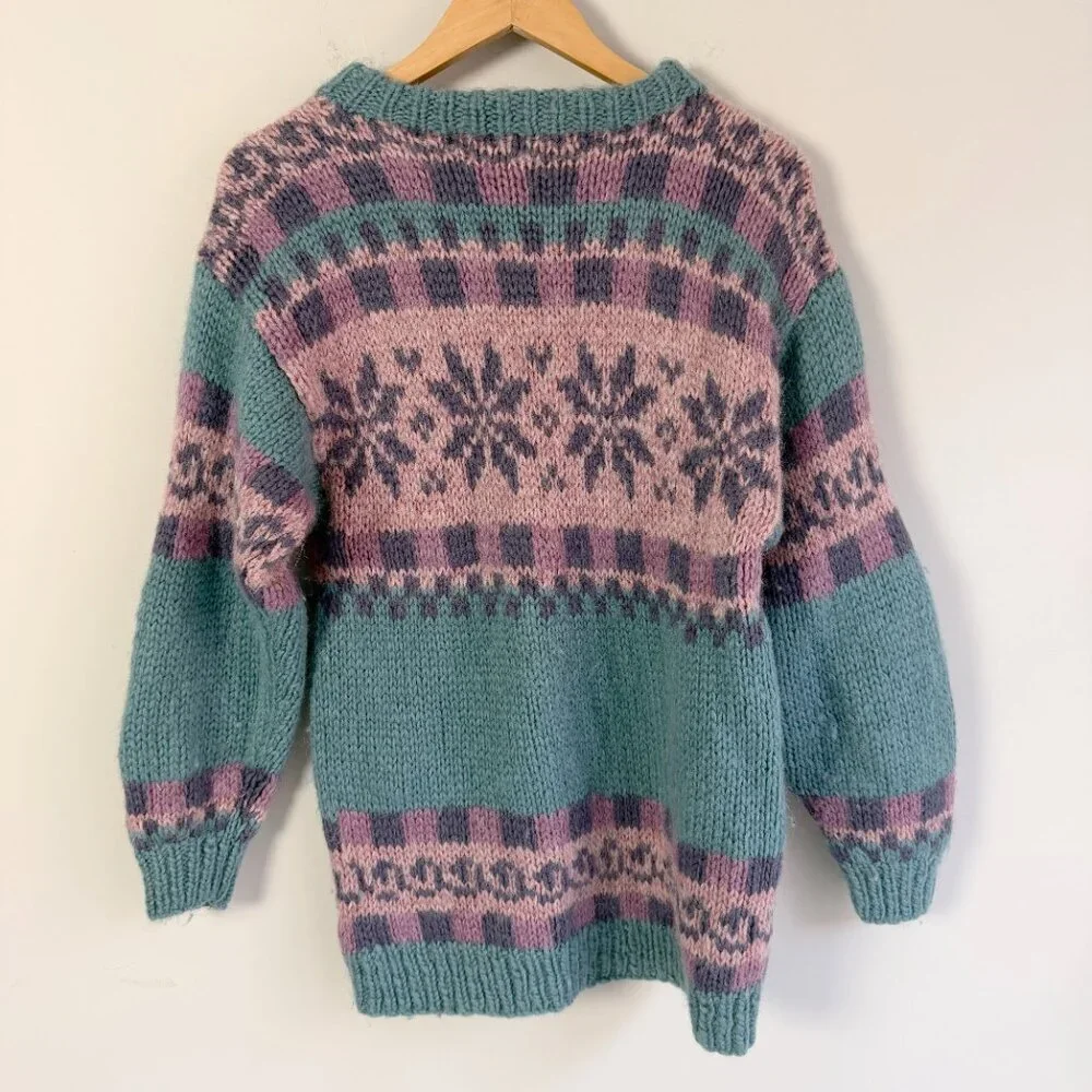 2/$30 Highland Sisters Hand Knit 100% New Wool  Pastel Sweater Medium